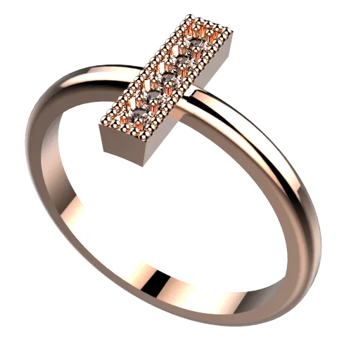 MD1016: Vertical Bar ring with milgrain and simple band.