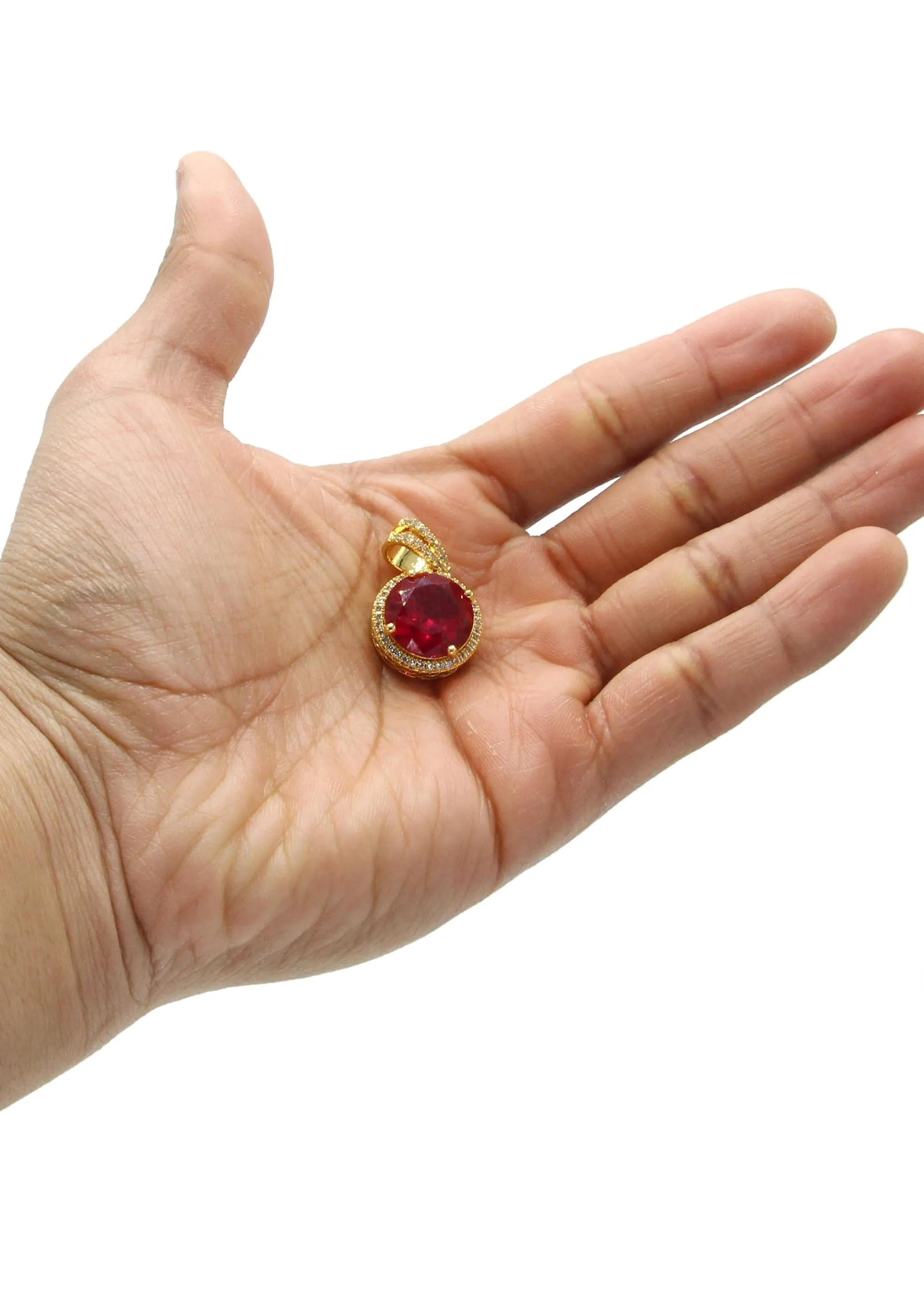 Mens Gold Plated Ruby Pendant | 7.4 Grams