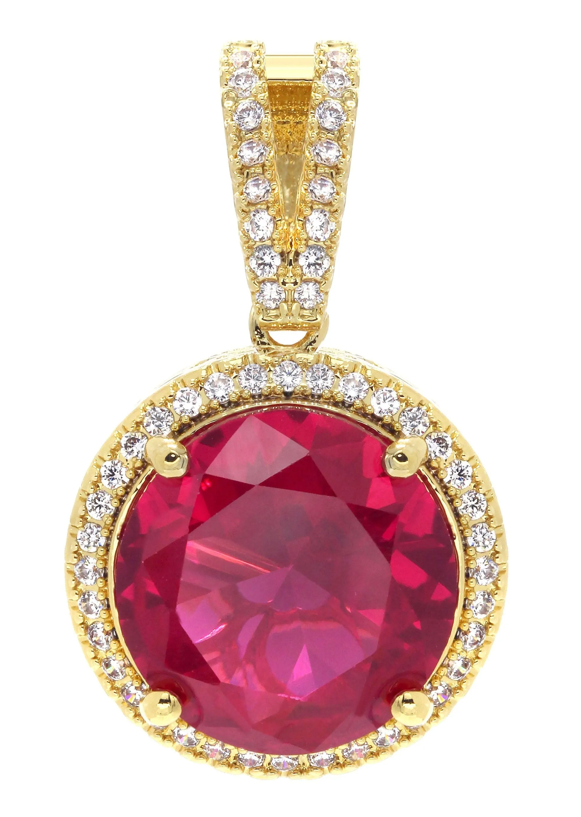 Mens Gold Plated Ruby Pendant | 7.4 Grams