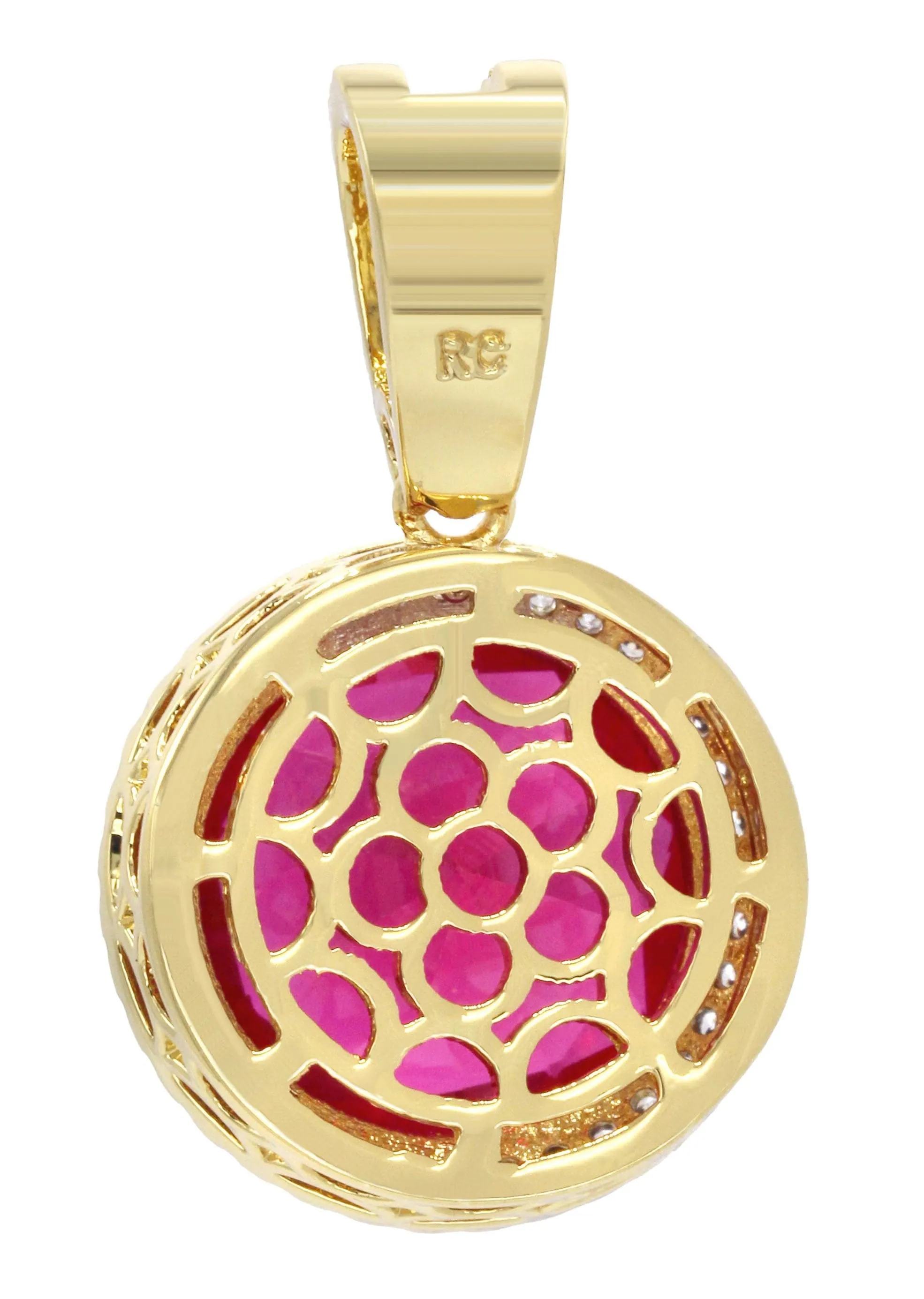 Mens Gold Plated Ruby Pendant | 7.4 Grams