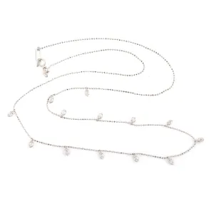 Natural Diamond Solid 18k White Gold Delicate Necklace