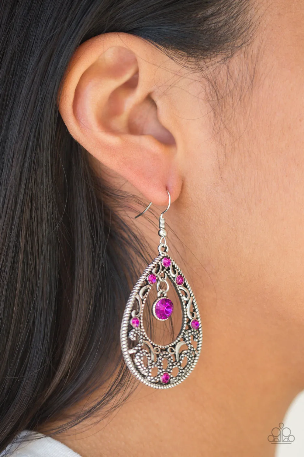 Paparazzi Earrings ~ Gotta Get That Glow - Pink