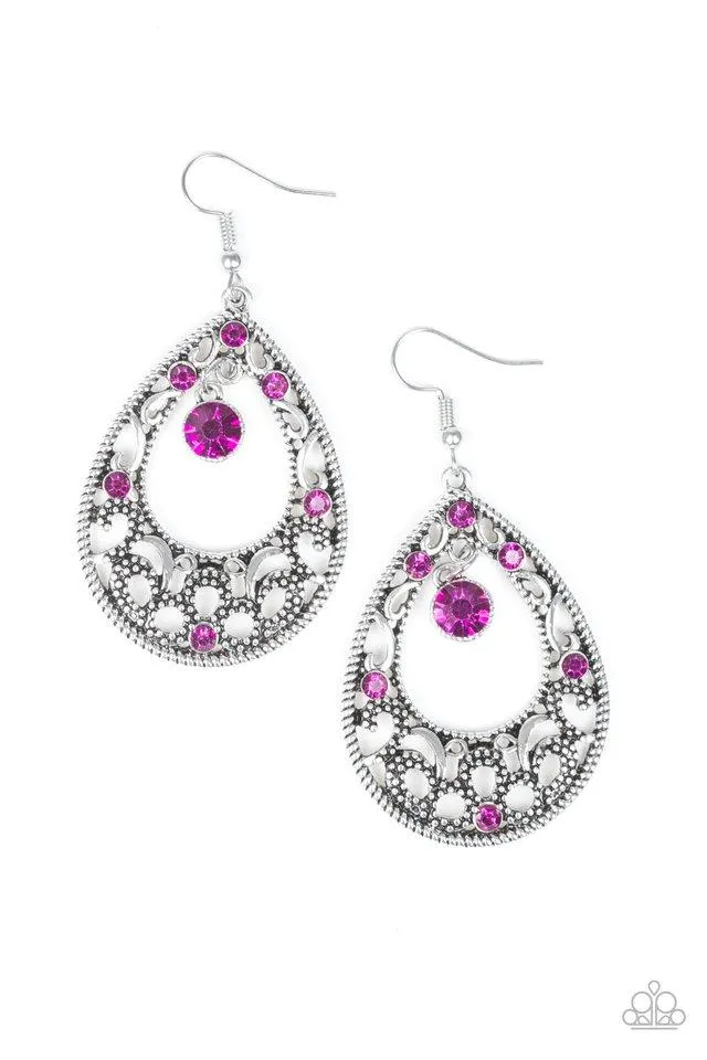 Paparazzi Earrings ~ Gotta Get That Glow - Pink