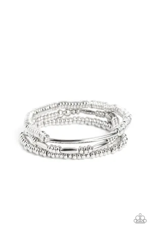 PAPARAZZI Monochromatic Medley - Silver BRACELETS