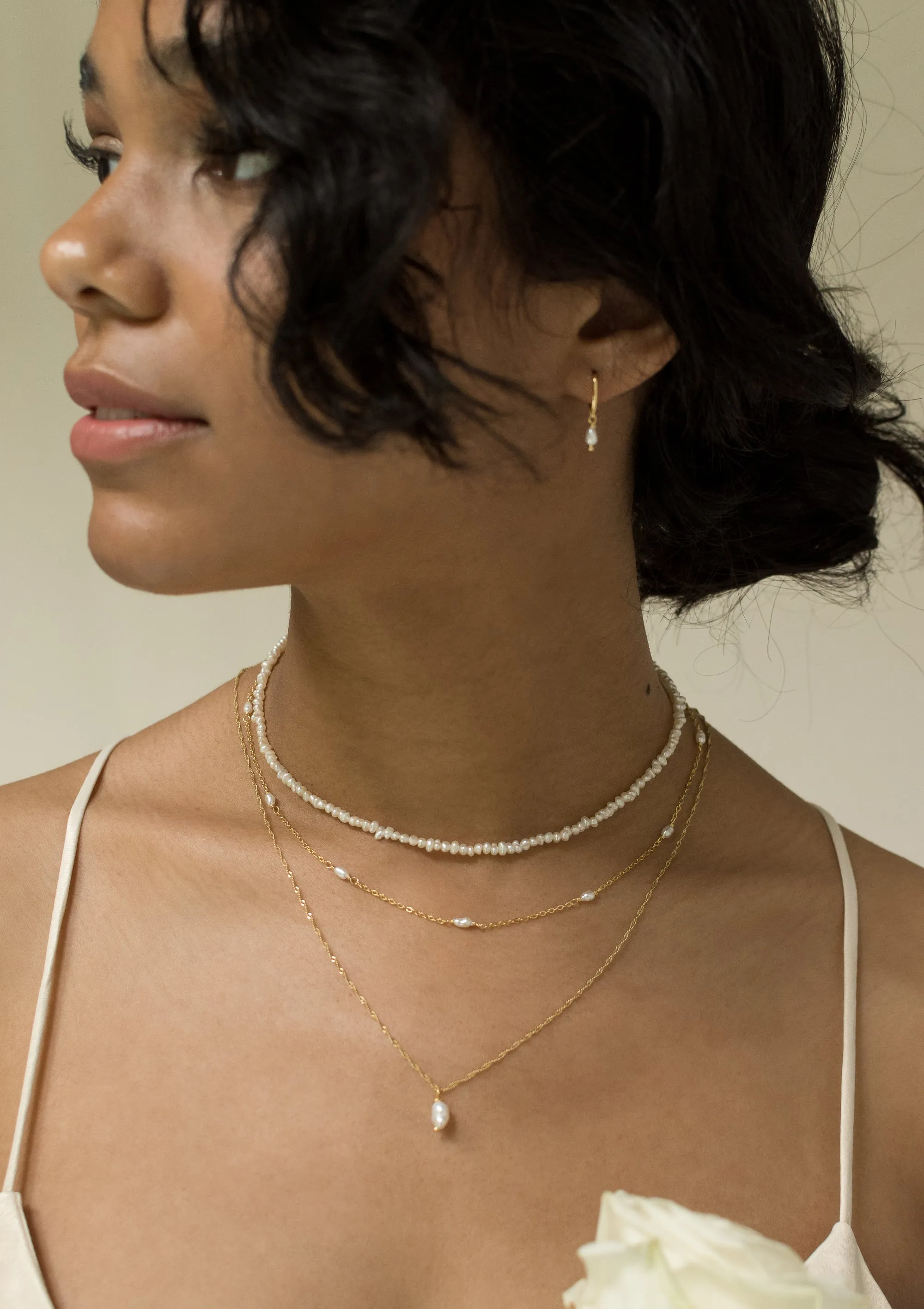 Pearl Chain Necklace Sterling Silver