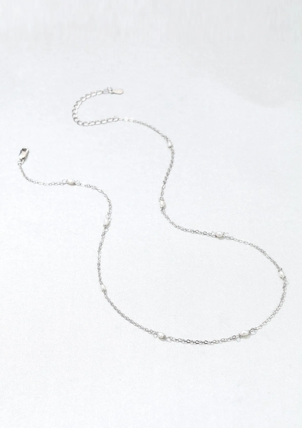 Pearl Chain Necklace Sterling Silver