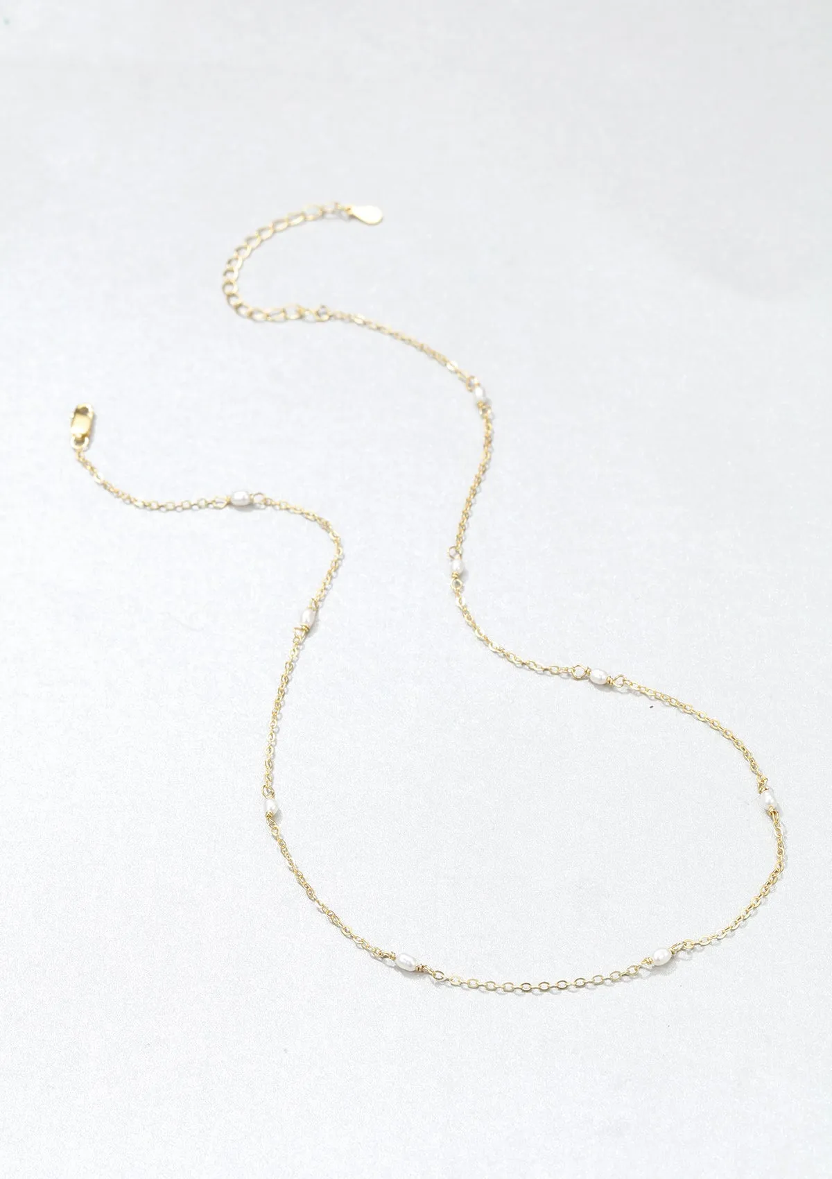 Pearl Chain Necklace Sterling Silver