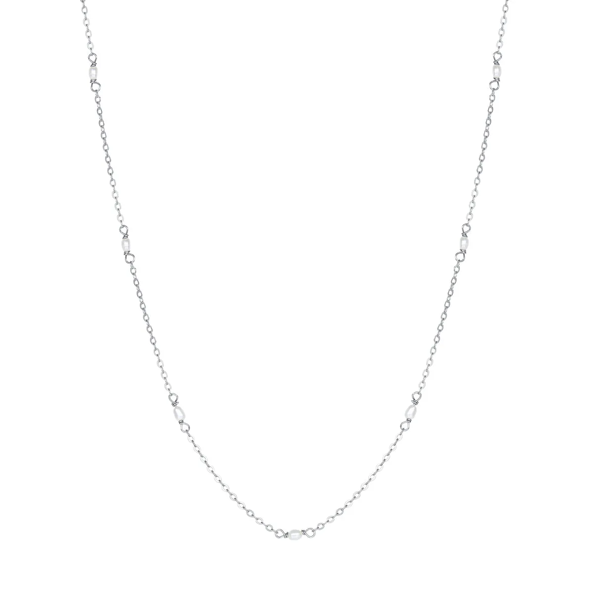 Pearl Chain Necklace Sterling Silver