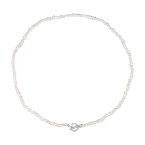 Pearl Heart Sterling Silver Clasp Choker Necklace