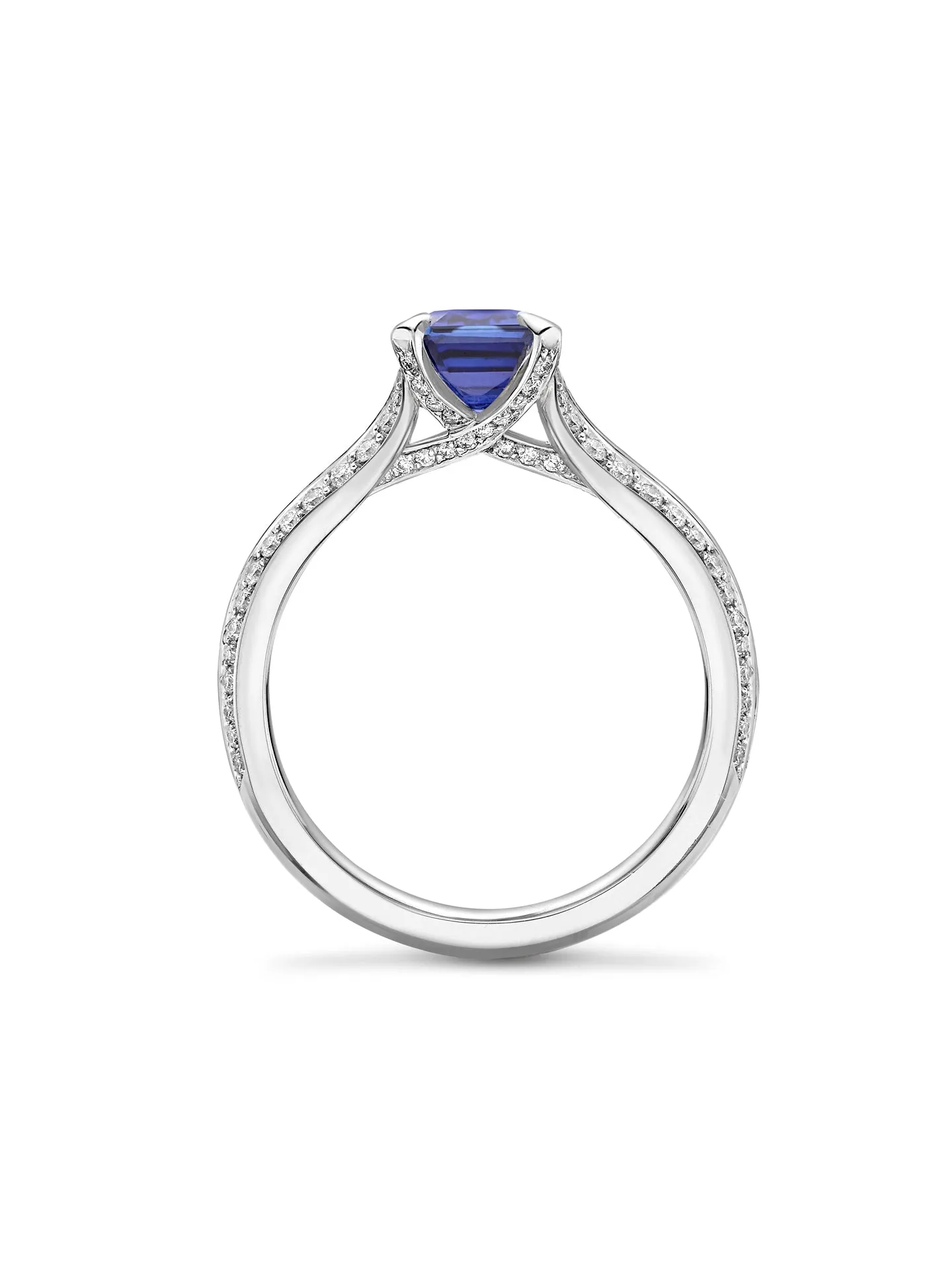 Petal Octagonal Sapphire Platinum Ring