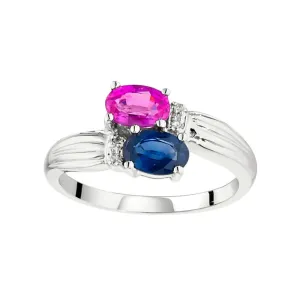 Pink and Blue Sapphire and Diamond Ring