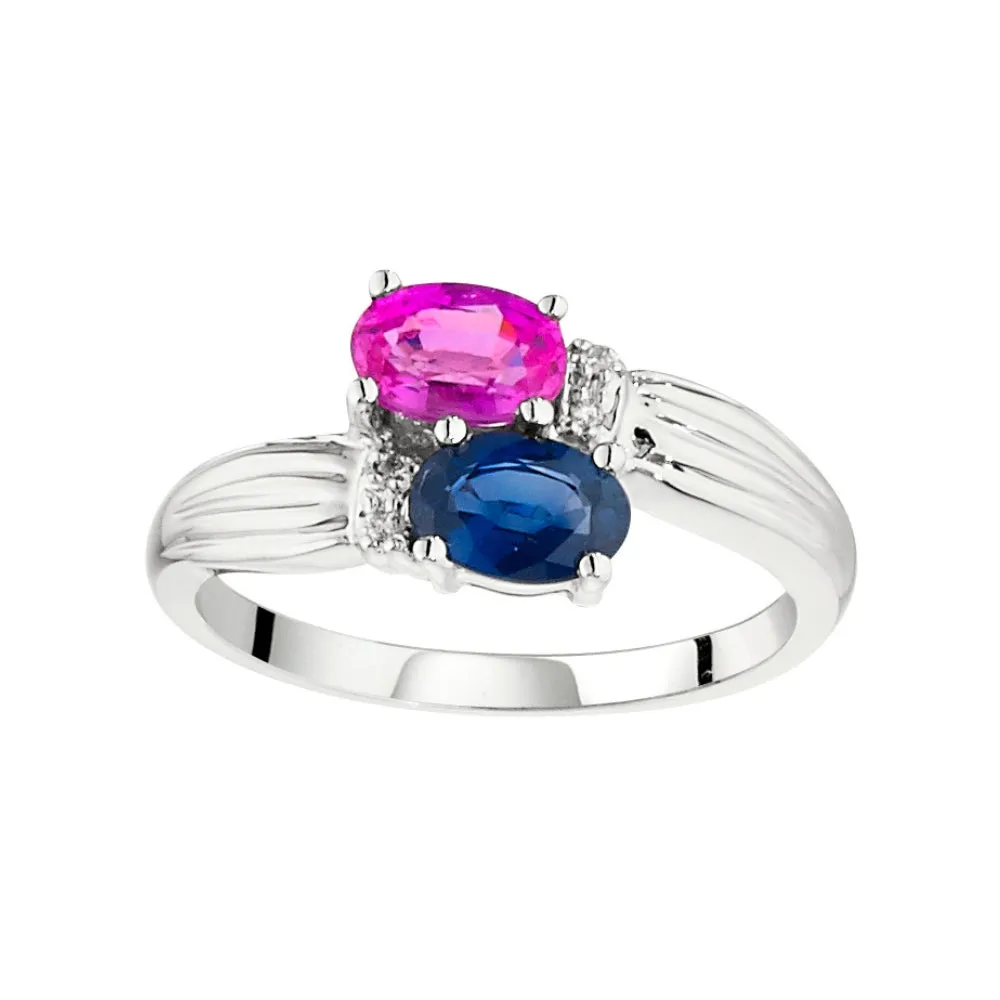 Pink and Blue Sapphire and Diamond Ring