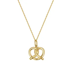 Playful Pretzel Pendant Necklace 14K Gold