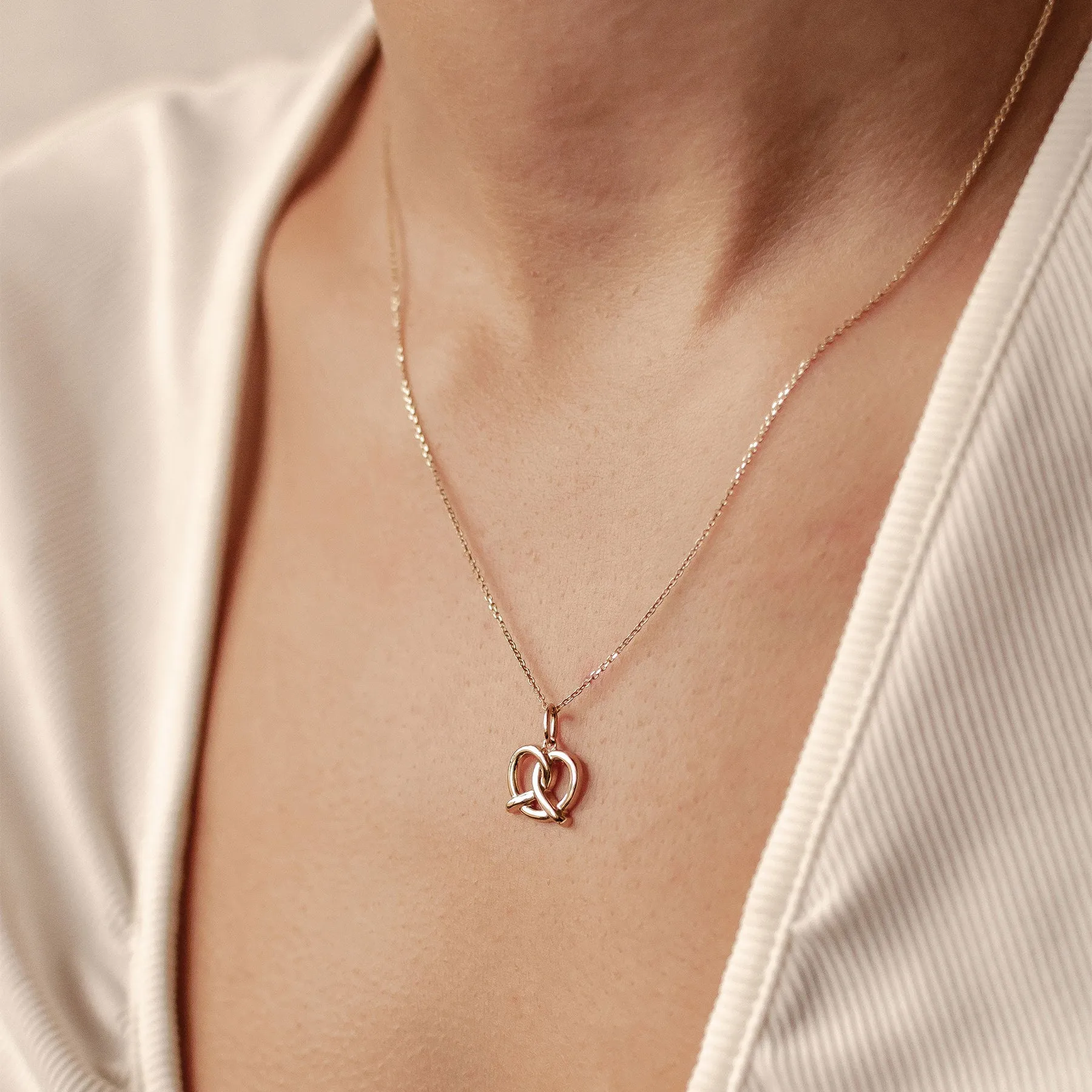 Playful Pretzel Pendant Necklace 14K Gold