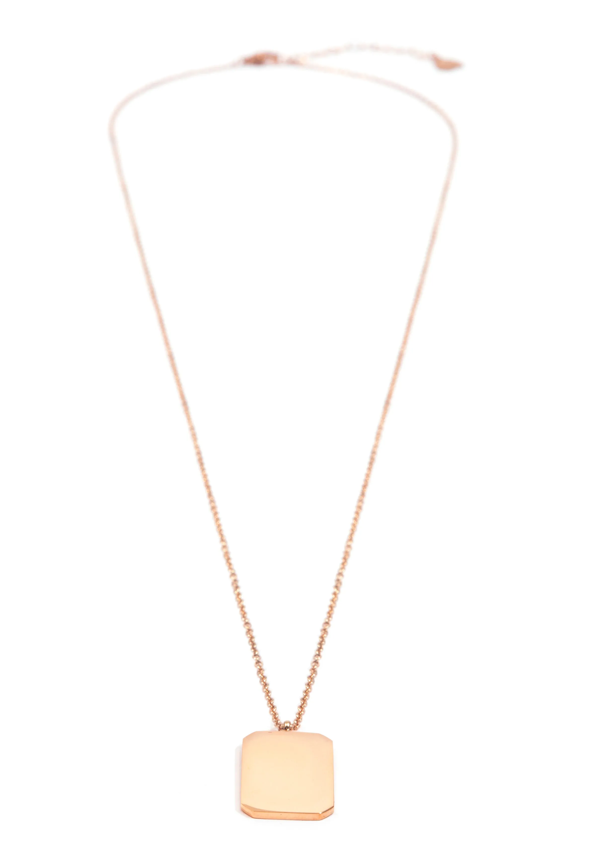 Rectangle Pendant Long Necklace Rose Gold