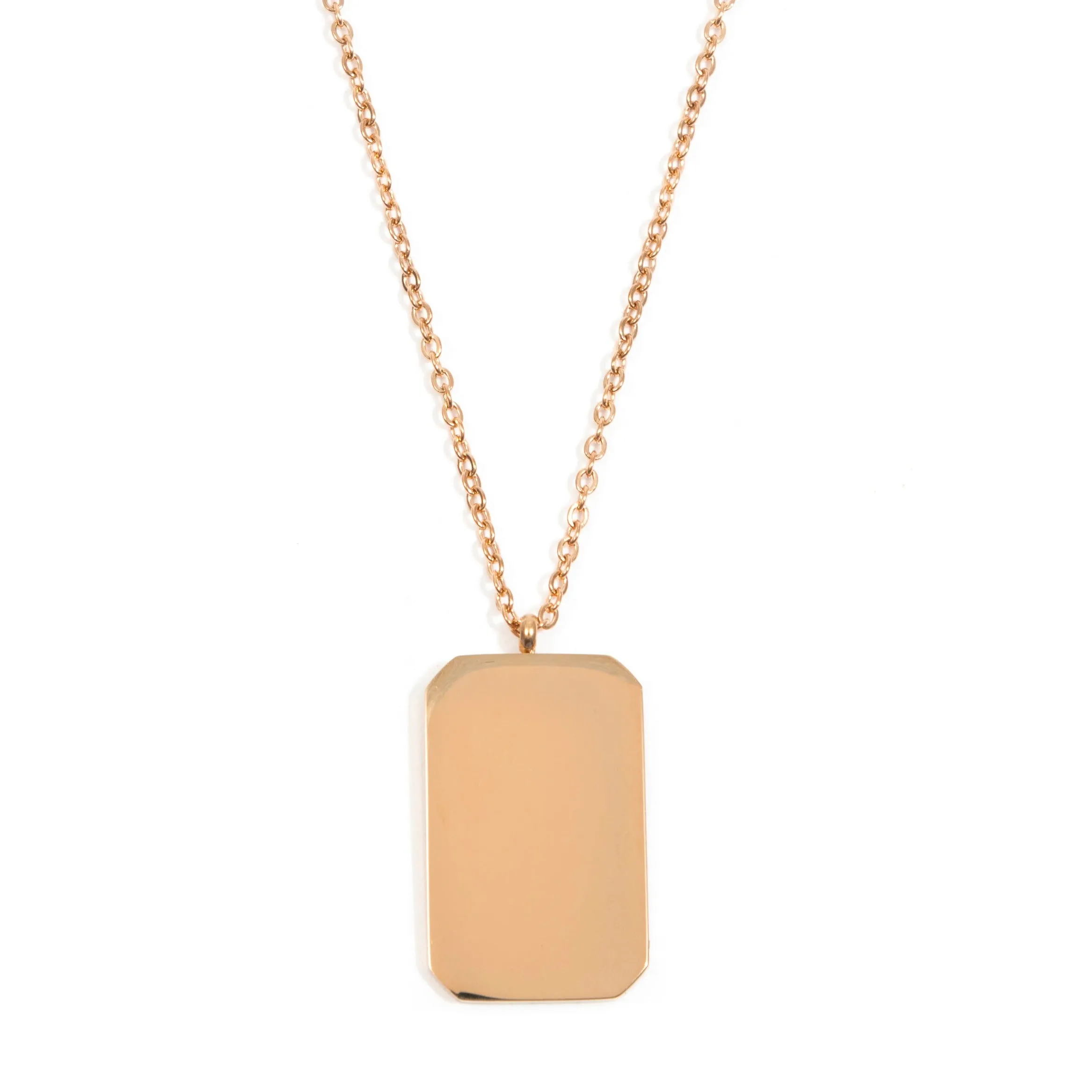 Rectangle Pendant Long Necklace Rose Gold