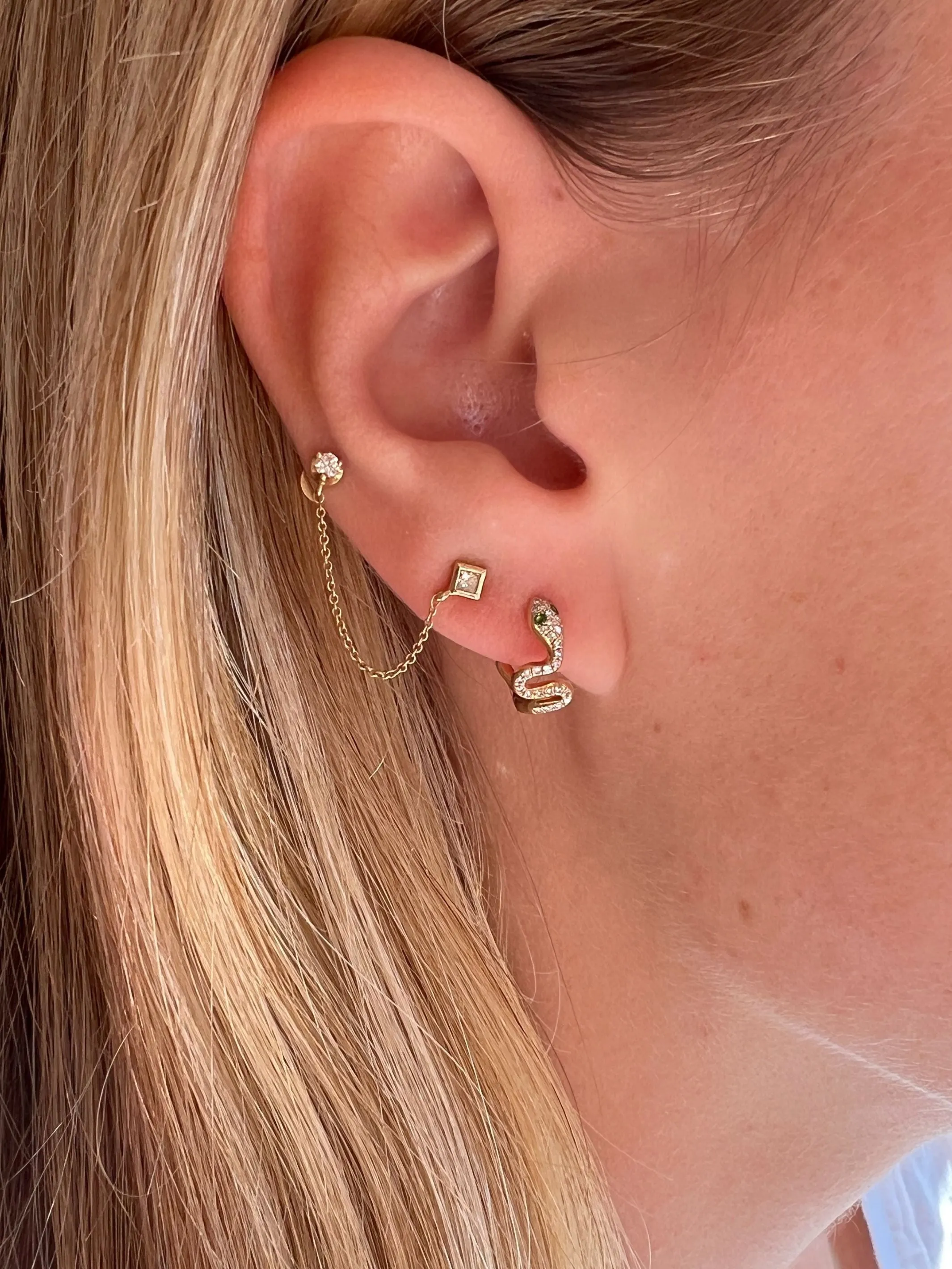 Reputation Snake Diamond Huggie Earrings 14K