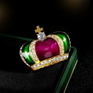 Retro Crown Alloy Inlay Rhinestones Unisex Brooches