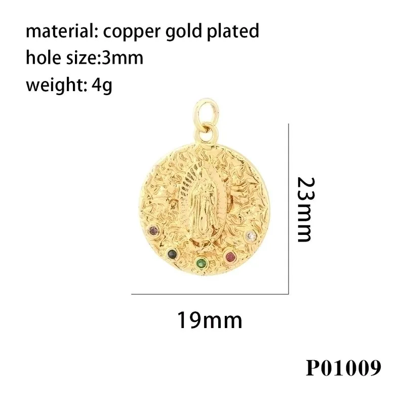 Retro Simple Style Human Copper Plating Inlay Zircon 18k Gold Plated Charms Jewelry Accessories