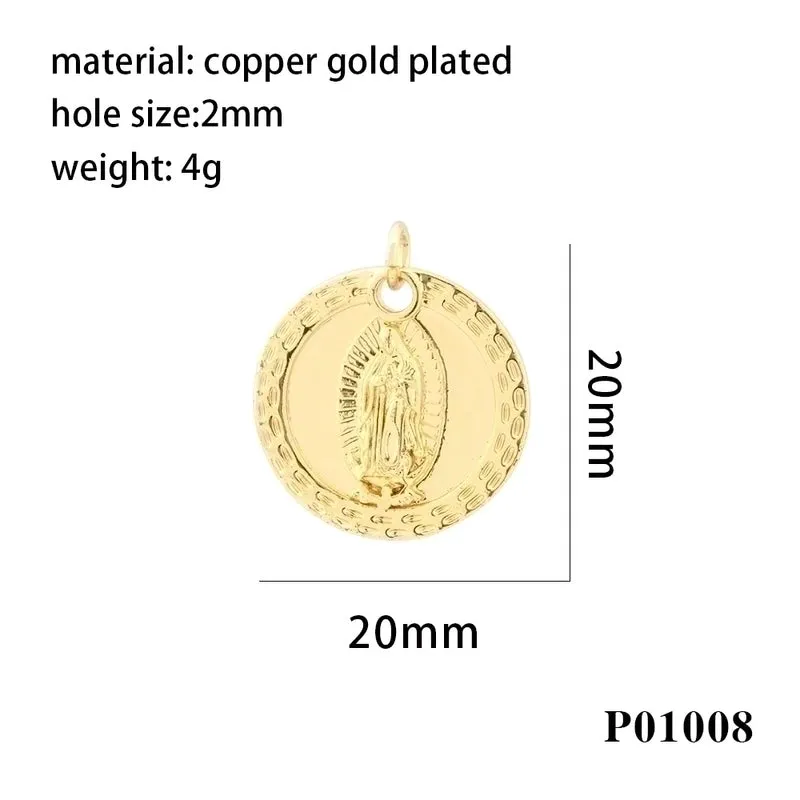 Retro Simple Style Human Copper Plating Inlay Zircon 18k Gold Plated Charms Jewelry Accessories