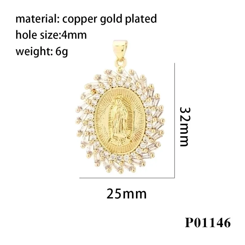 Retro Simple Style Human Copper Plating Inlay Zircon 18k Gold Plated Charms Jewelry Accessories