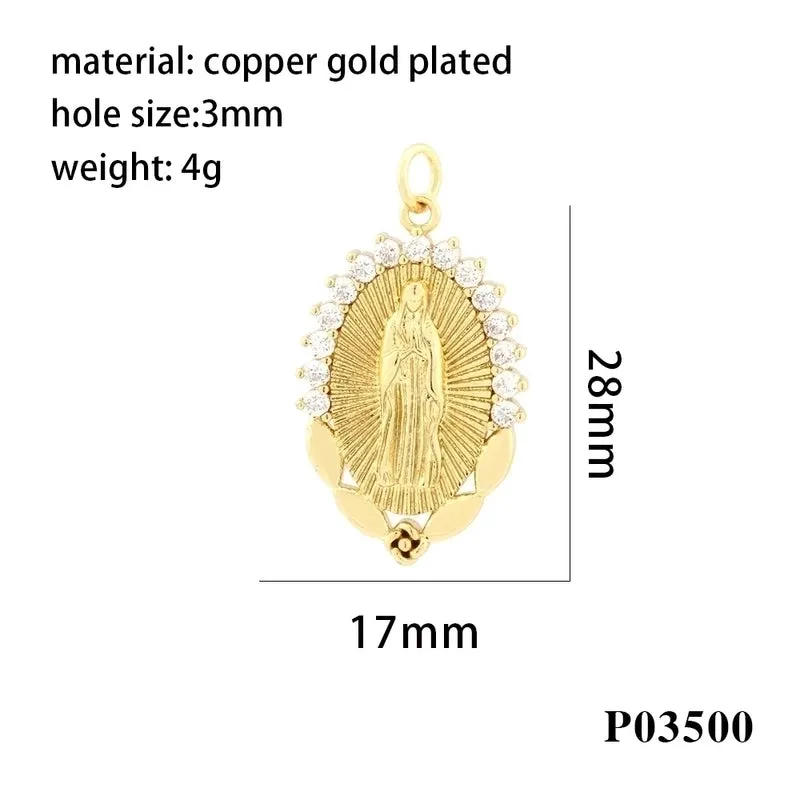 Retro Simple Style Human Copper Plating Inlay Zircon 18k Gold Plated Charms Jewelry Accessories