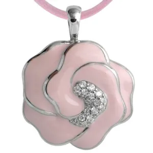 Rose - Pink Enamel with CZ Pendant