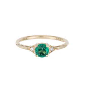 Round Emerald Deco Ring