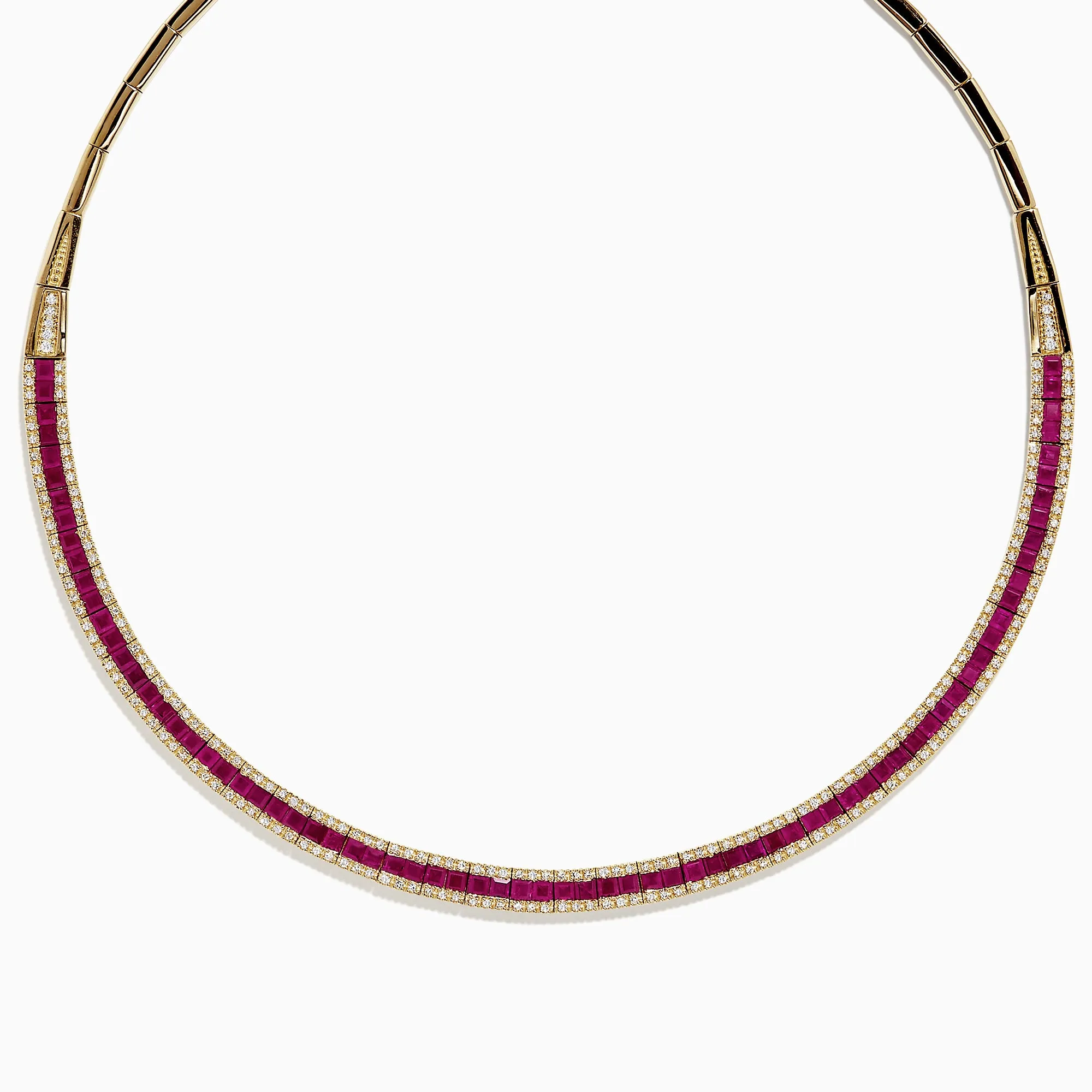 Ruby Royale 14K Yellow Gold Ruby and Diamond Collar Necklace, 11.31 TCW