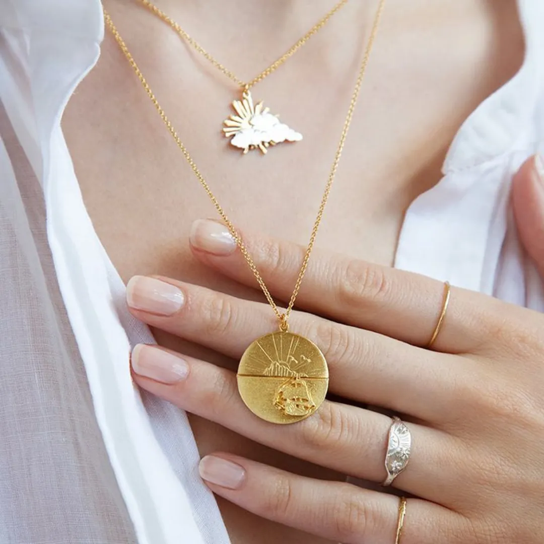 Sail into the Sunset Folding Disc Necklace