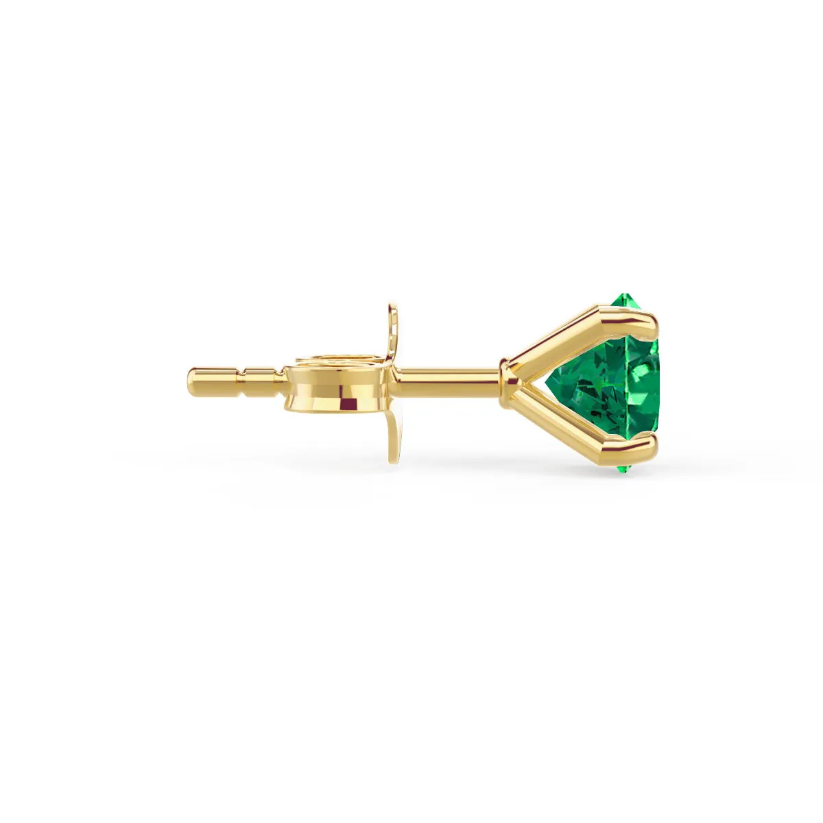 SENA - Round Emerald 18k Yellow Gold Stud Earrings