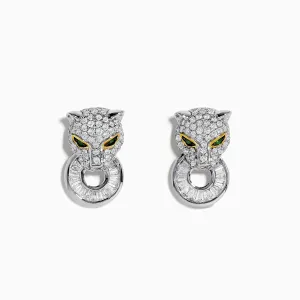 Signature 14K Two Tone Gold Emerald and Diamond Earrings