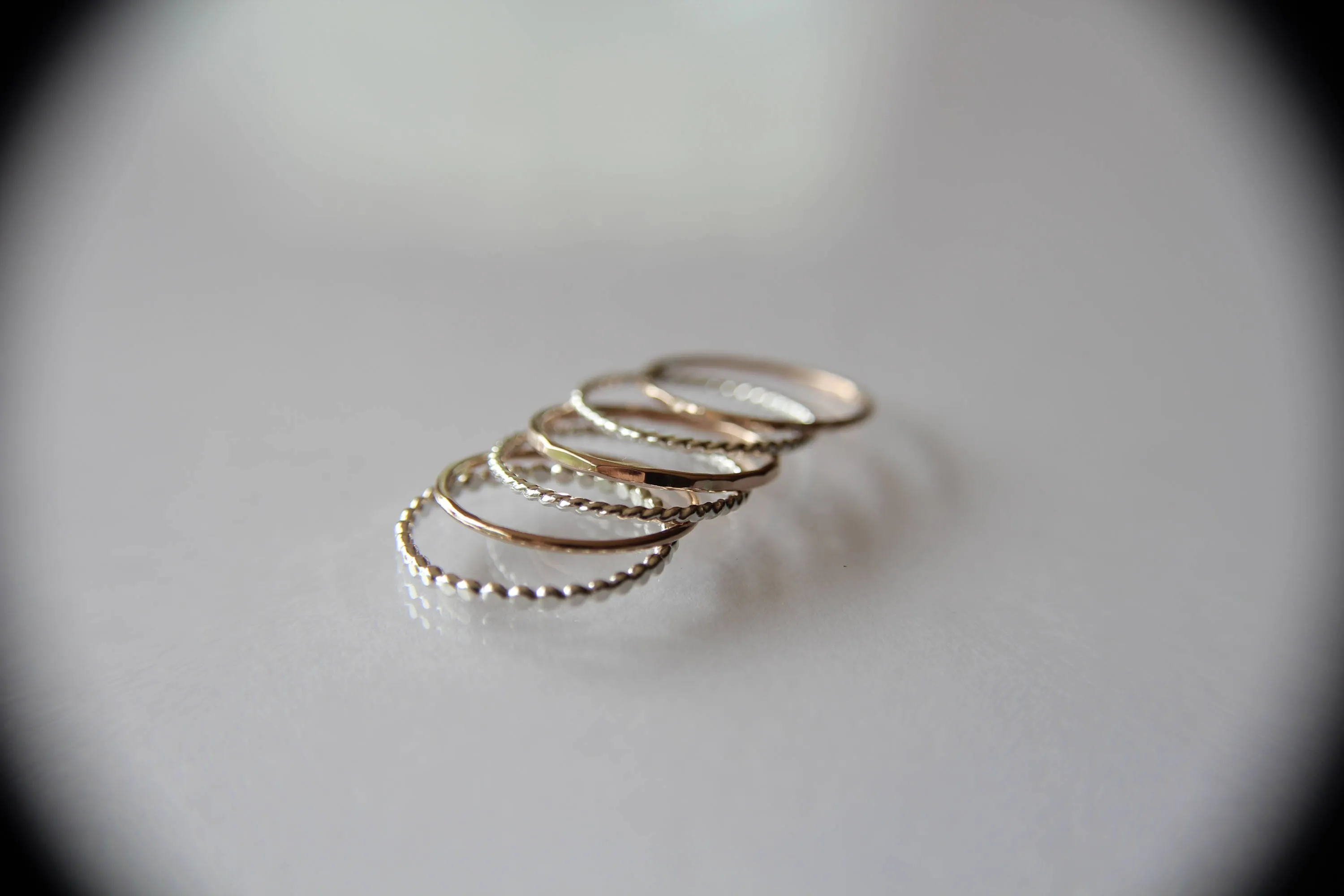 Silver and Rose Gold Stacking Set,6 Ring Set,Stacking Rings,Set,Multi Texture Ring Set,Textured Rings,Stacking Rings Set,Gold Rings,Gift