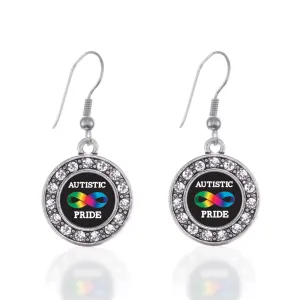 Silver Autistic Pride Circle Charm Dangle Earrings