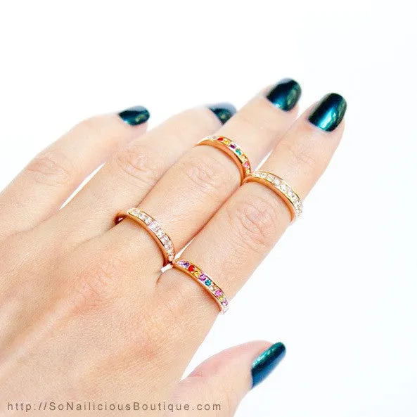 Simple Gold Midi Ring With Diamantes - ONLY 2 LEFT!