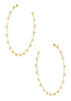 Simple Spark Crystal Hoop Earrings in Gold