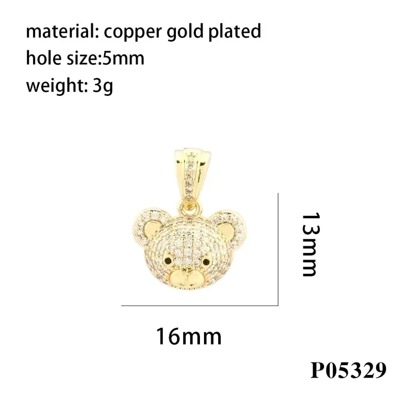 Simple Style Bear Copper Plating Inlay Zircon 18k Gold Plated Charms