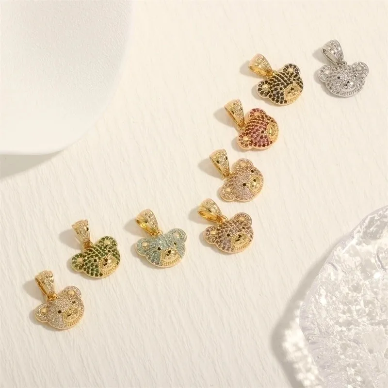 Simple Style Bear Copper Plating Inlay Zircon 18k Gold Plated Charms