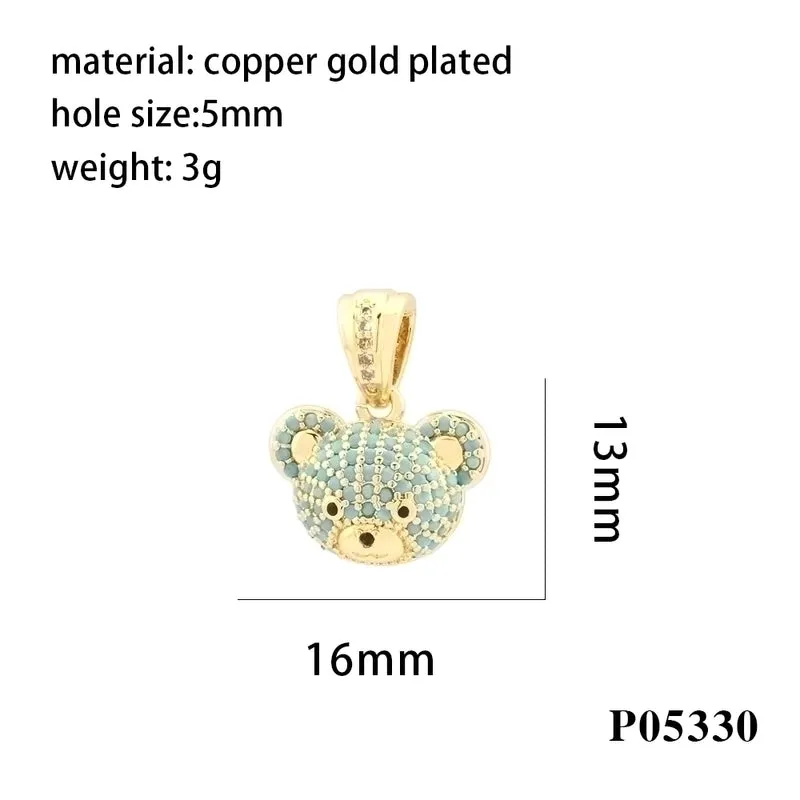 Simple Style Bear Copper Plating Inlay Zircon 18k Gold Plated Charms