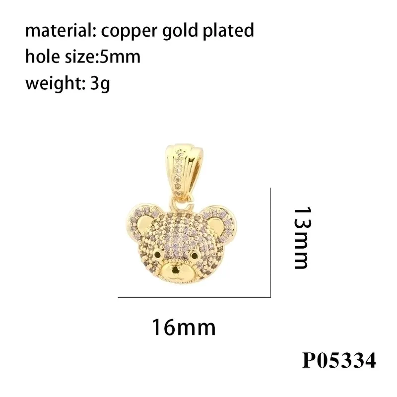 Simple Style Bear Copper Plating Inlay Zircon 18k Gold Plated Charms