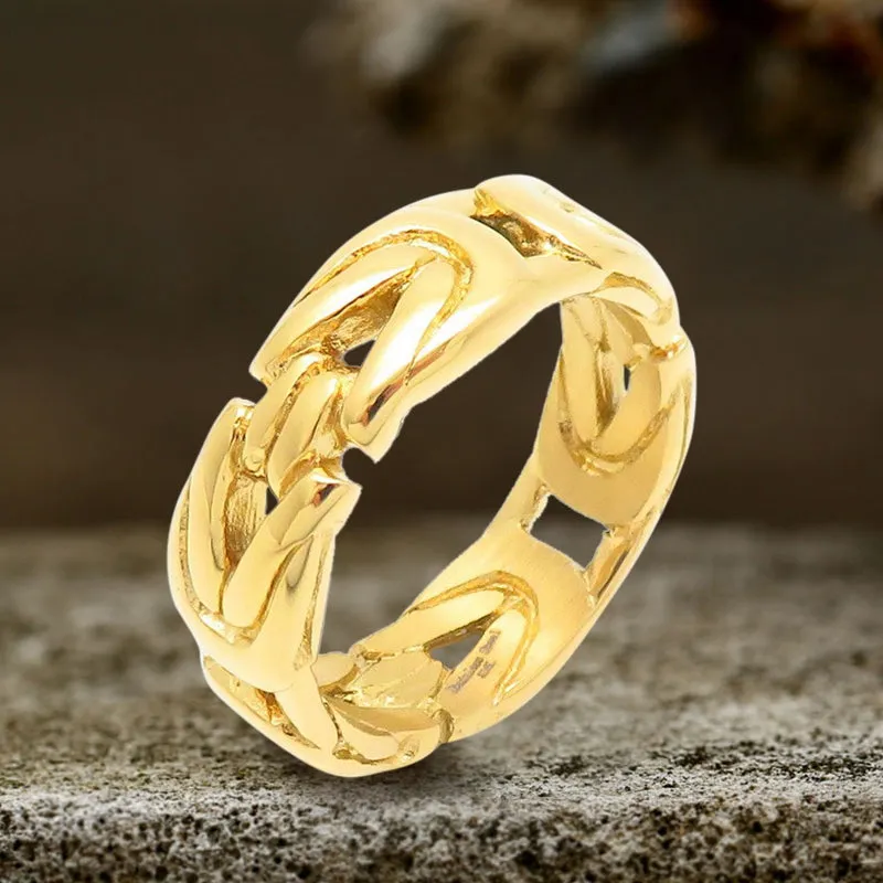 Simple V-shaped Emperor Chain Couple Stainless Steel Ring