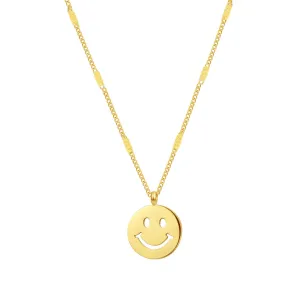 Smiley Face Pendant Necklace Sterling Silver Gold