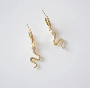 Snake Sparkling Drop Down Earrings