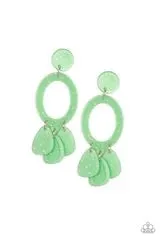 Sparkling Green Shores Green Paparazzi Post Earring