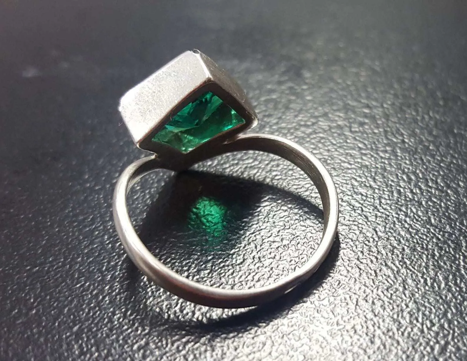 Square Emerald Ring - Green Asymmetric Ring - Vintage Square Ring