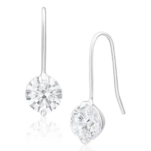 Sterling Silver 8mm Brilliant Cut Cubic Zirconia Drop Earrings