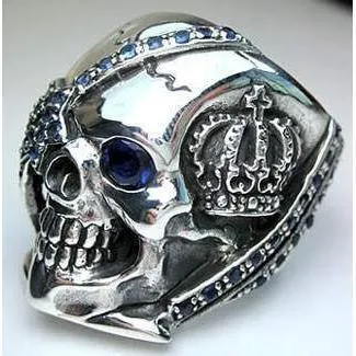 Sterling Silver Sapphire Pirate Skull Rings