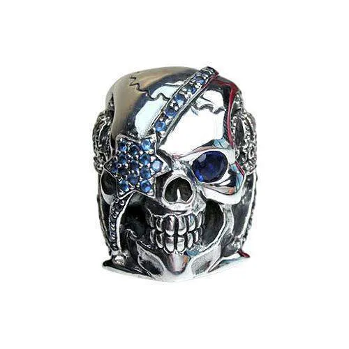 Sterling Silver Sapphire Pirate Skull Rings