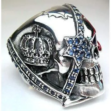 Sterling Silver Sapphire Pirate Skull Rings