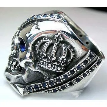 Sterling Silver Sapphire Pirate Skull Rings